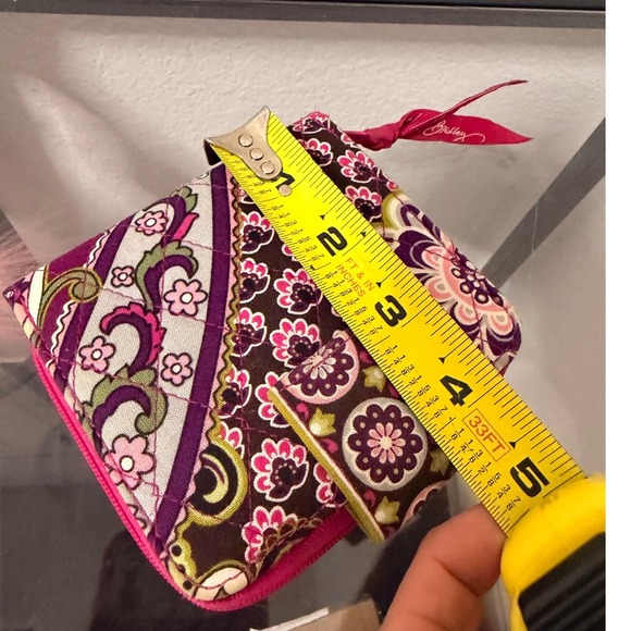 Vera Bradley Tri-Fold Wallet Wristlet Pink Floral Pattern Zip Coin Pocket - Picture 5 of 5